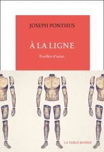 Couverture du premier roman A la ligne. On voit les membres de l'homme découpées